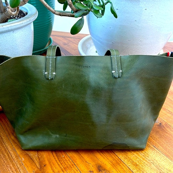 RARE Clare V bag tote leather large green - Picture 3 of 10